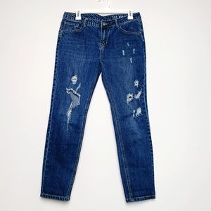 Cotton On Blue Denim Distressed Boyfriend Jeans